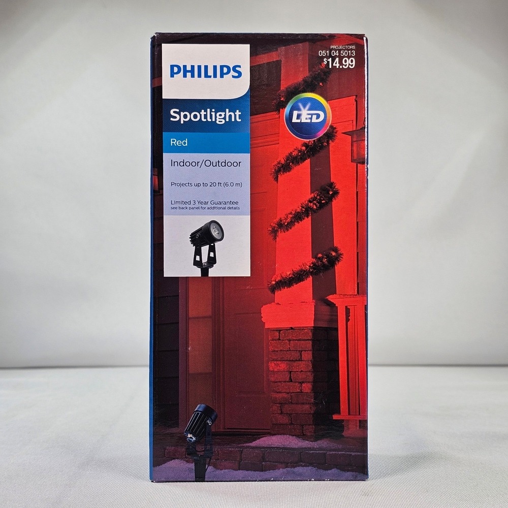 New Philips Red LED Spotlight Indoor Outdoor Holiday Projector Light 763351-101